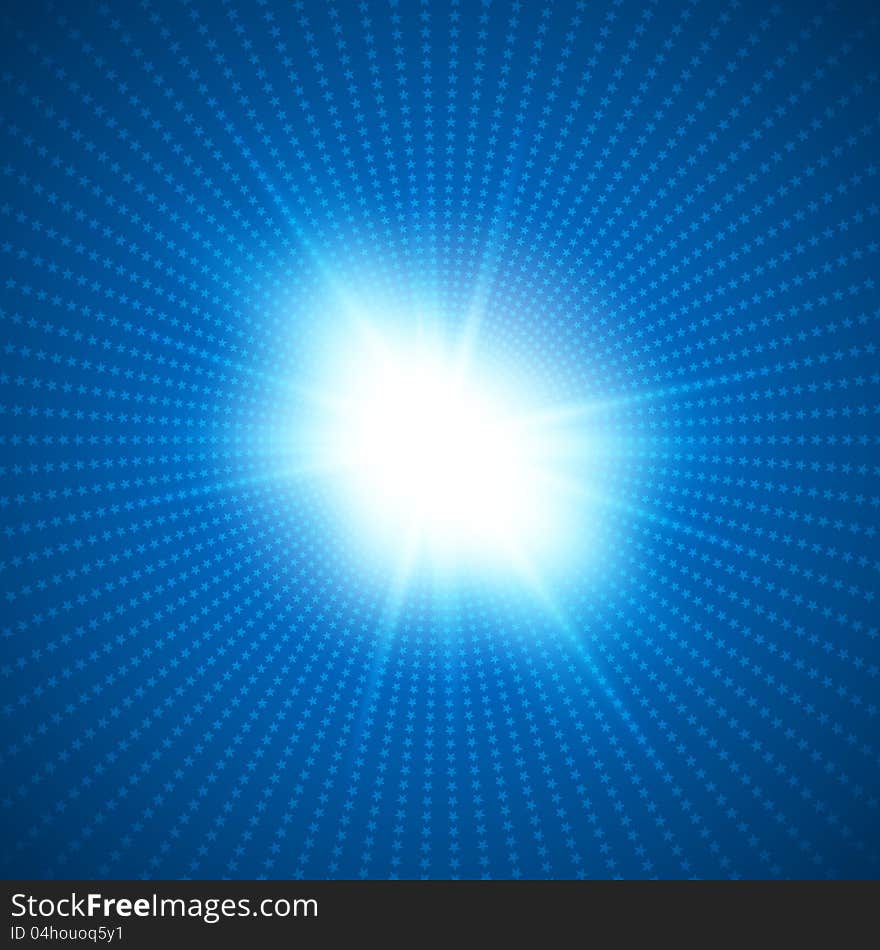 Abstract blue background with shining stars