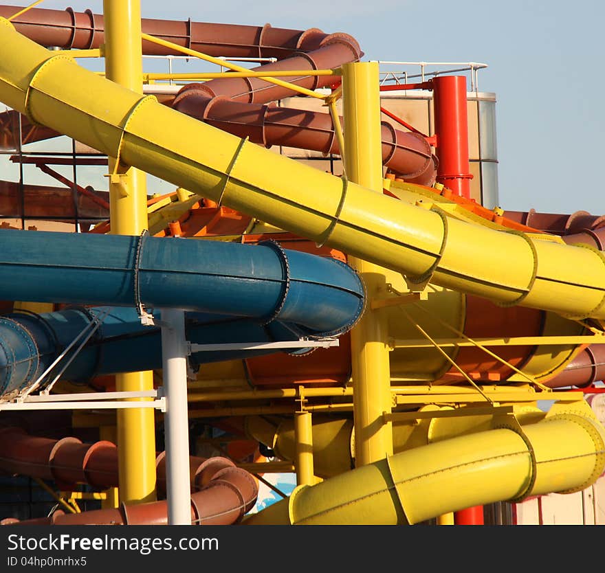 The Tubes and Pipes at a Leisure Swimming Pool.