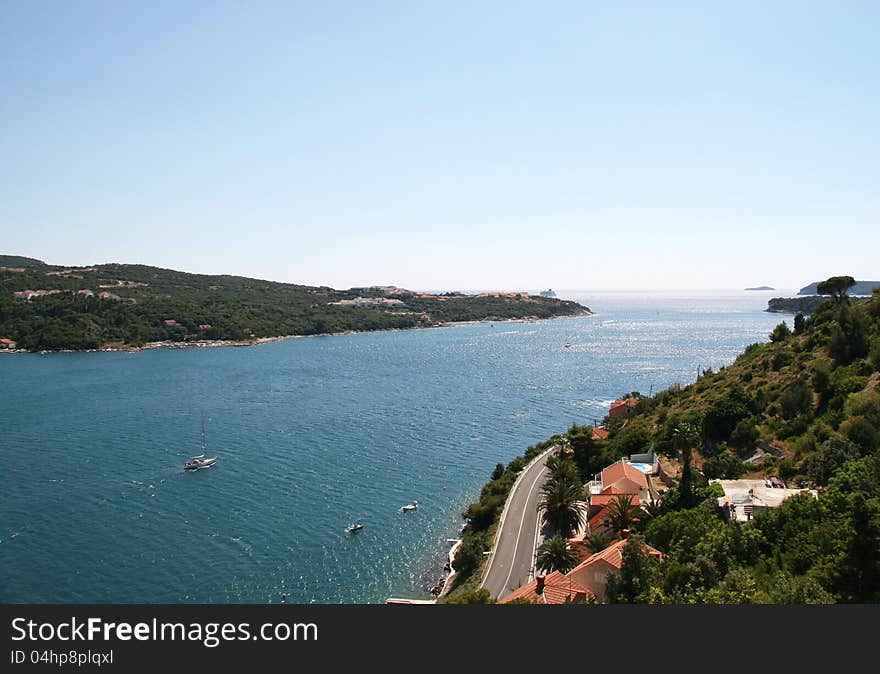 Sea view from the mountain road. Sea view from the mountain road