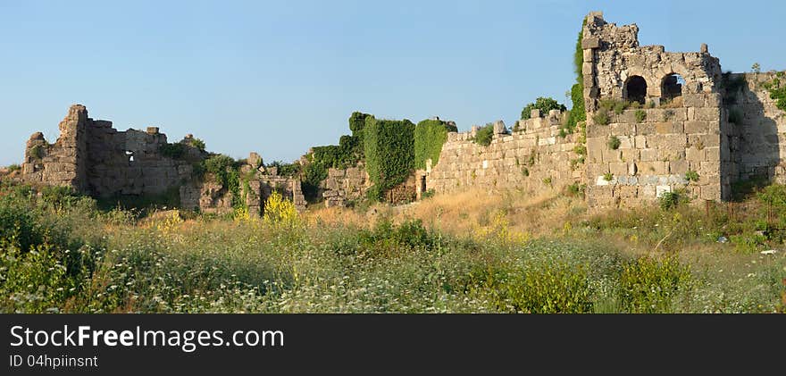 Ruins of old Side town. Turkey