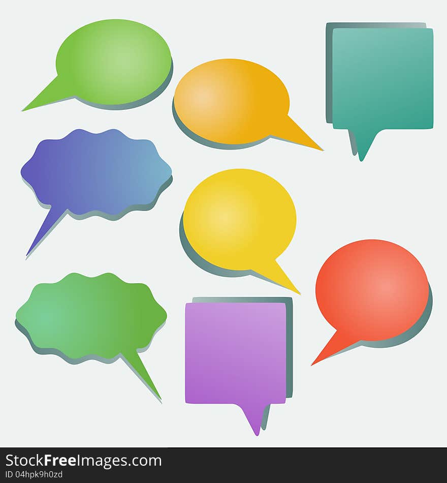 Colored speech bubbles elements set. Colored speech bubbles elements set