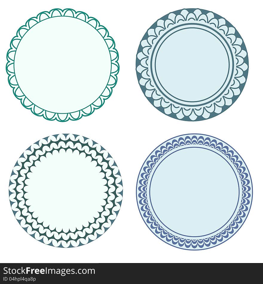 Round labels with ornamental borders. Round labels with ornamental borders