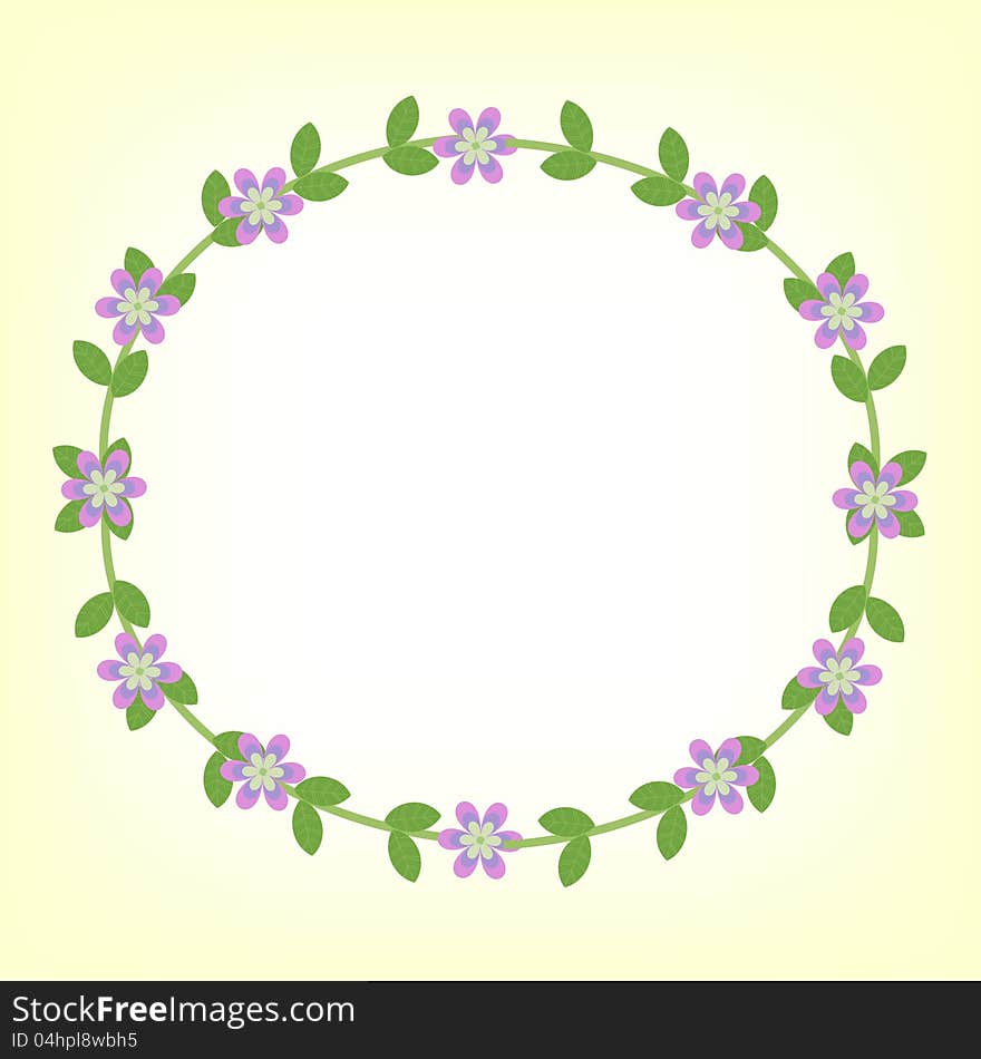 Decorative floral frame with violet flowers