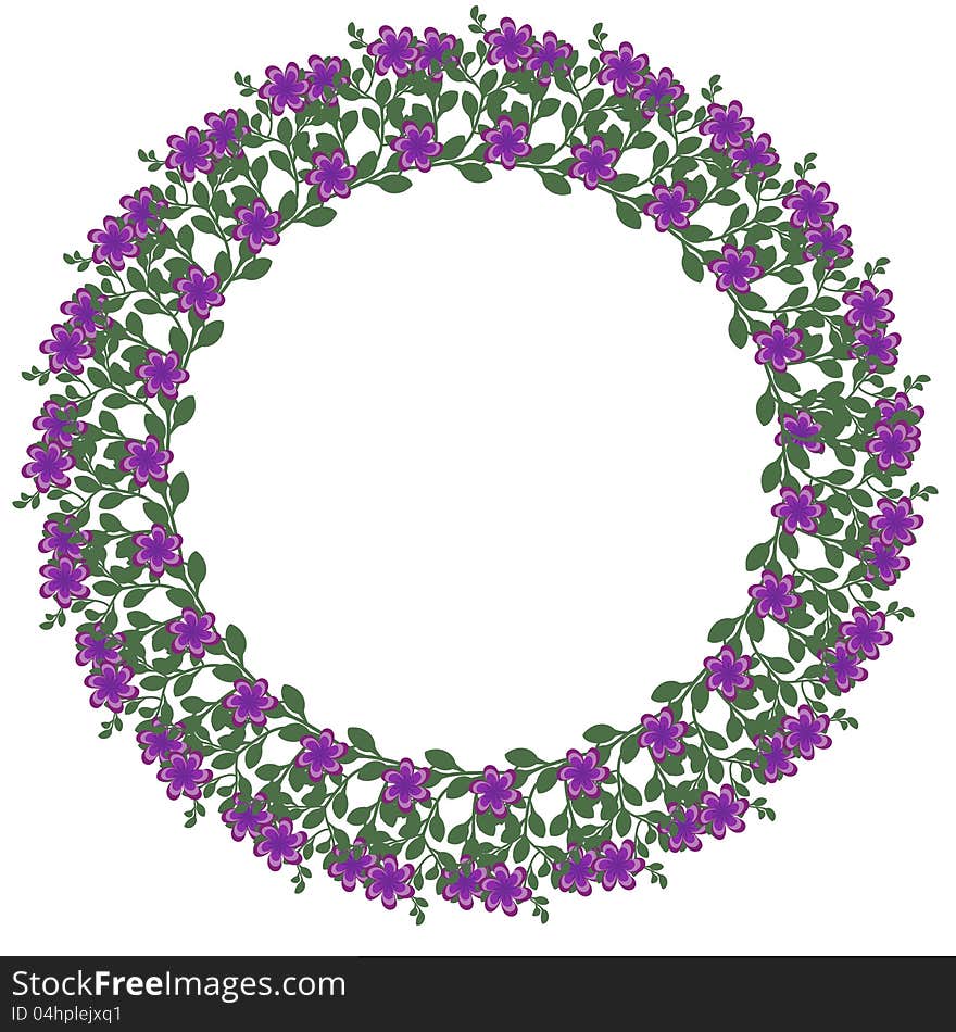 Floral wreath with purple flowers. Floral wreath with purple flowers