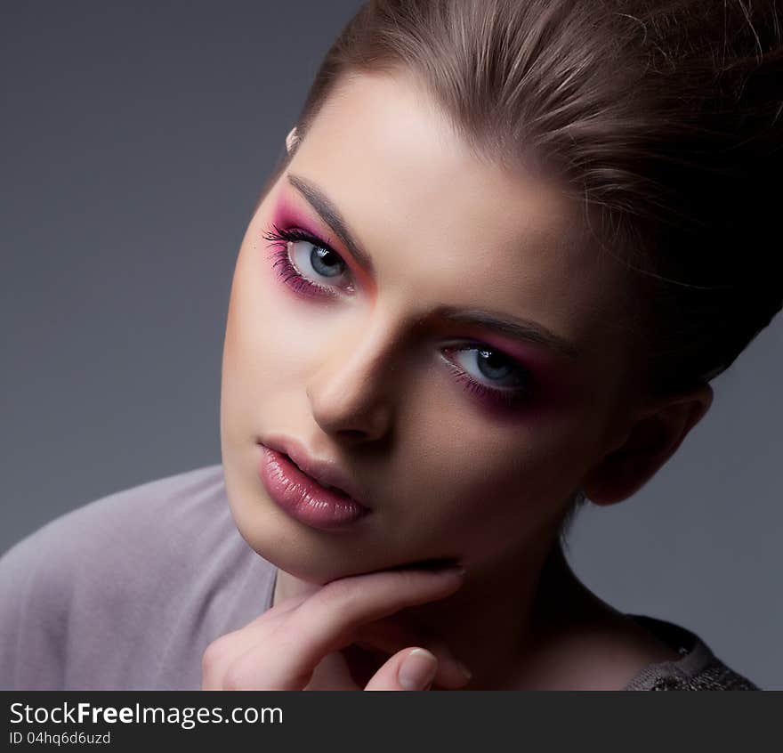 Portrait of a beautiful teen girl with clean skin of the face - on white. Portrait of a beautiful teen girl with clean skin of the face - on white