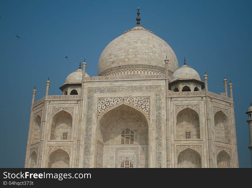 Taj Mahal in Agra, Uttar Pradesh India. Ornaments in Indian architecture found in ancient buildings. Mogul architecture style. Taj Mahal in Agra, Uttar Pradesh India. Ornaments in Indian architecture found in ancient buildings. Mogul architecture style.