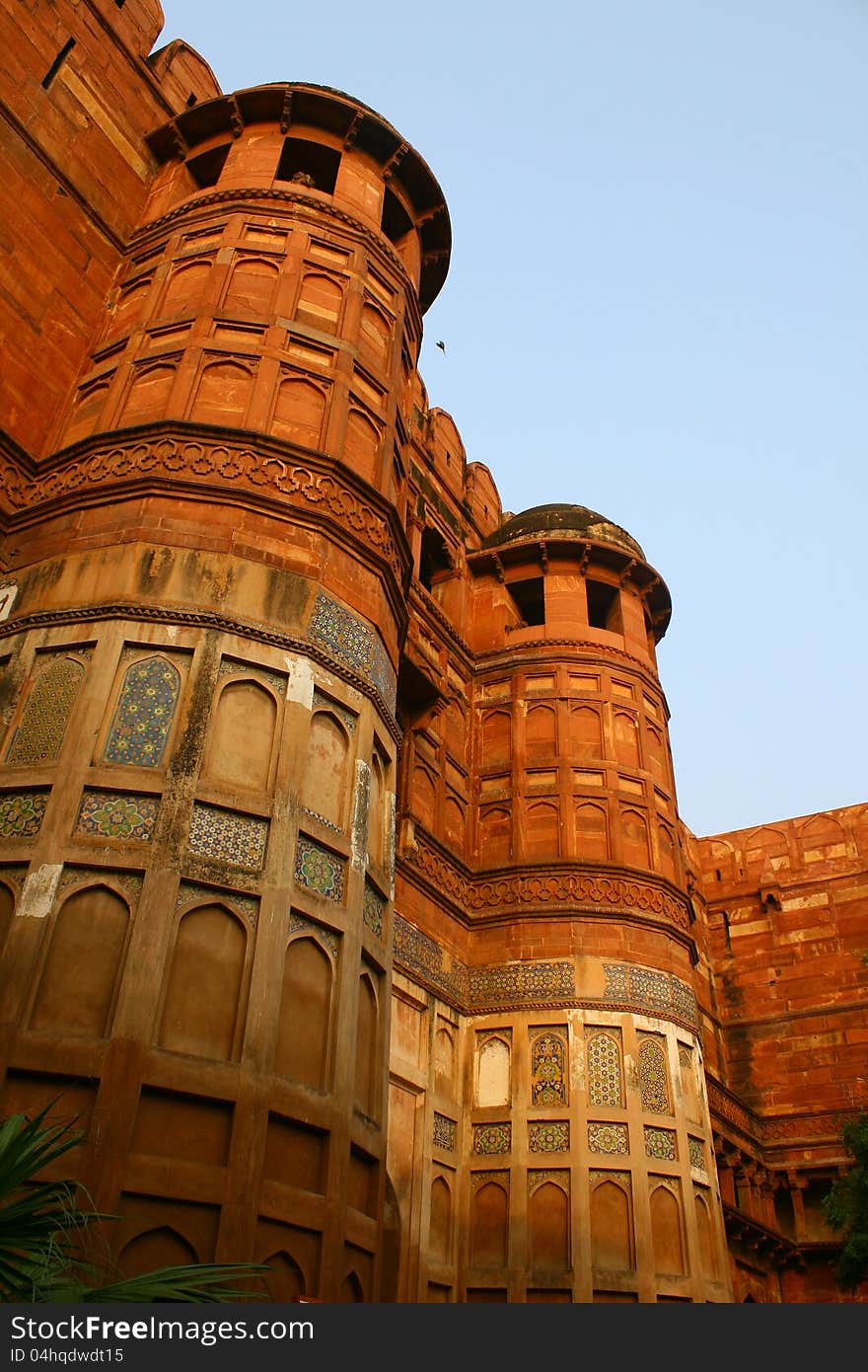 Outside Architecture Of The Red Fort Agra, India