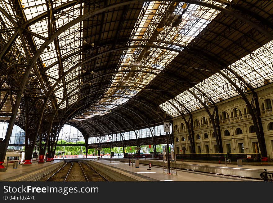 Interesting railway station inside photo