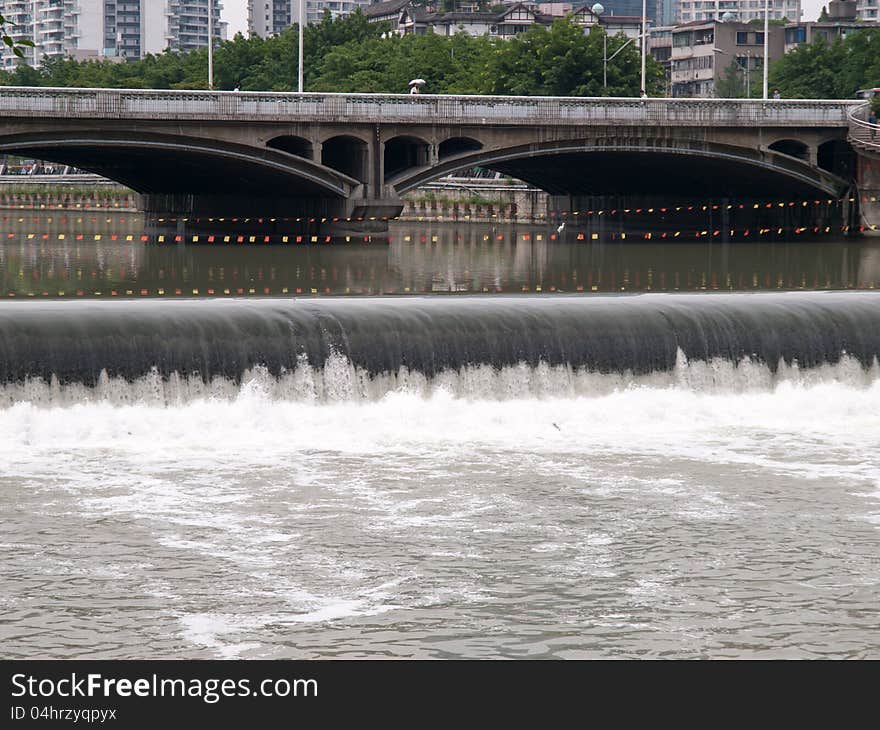 Dam in river at Chongqing, China