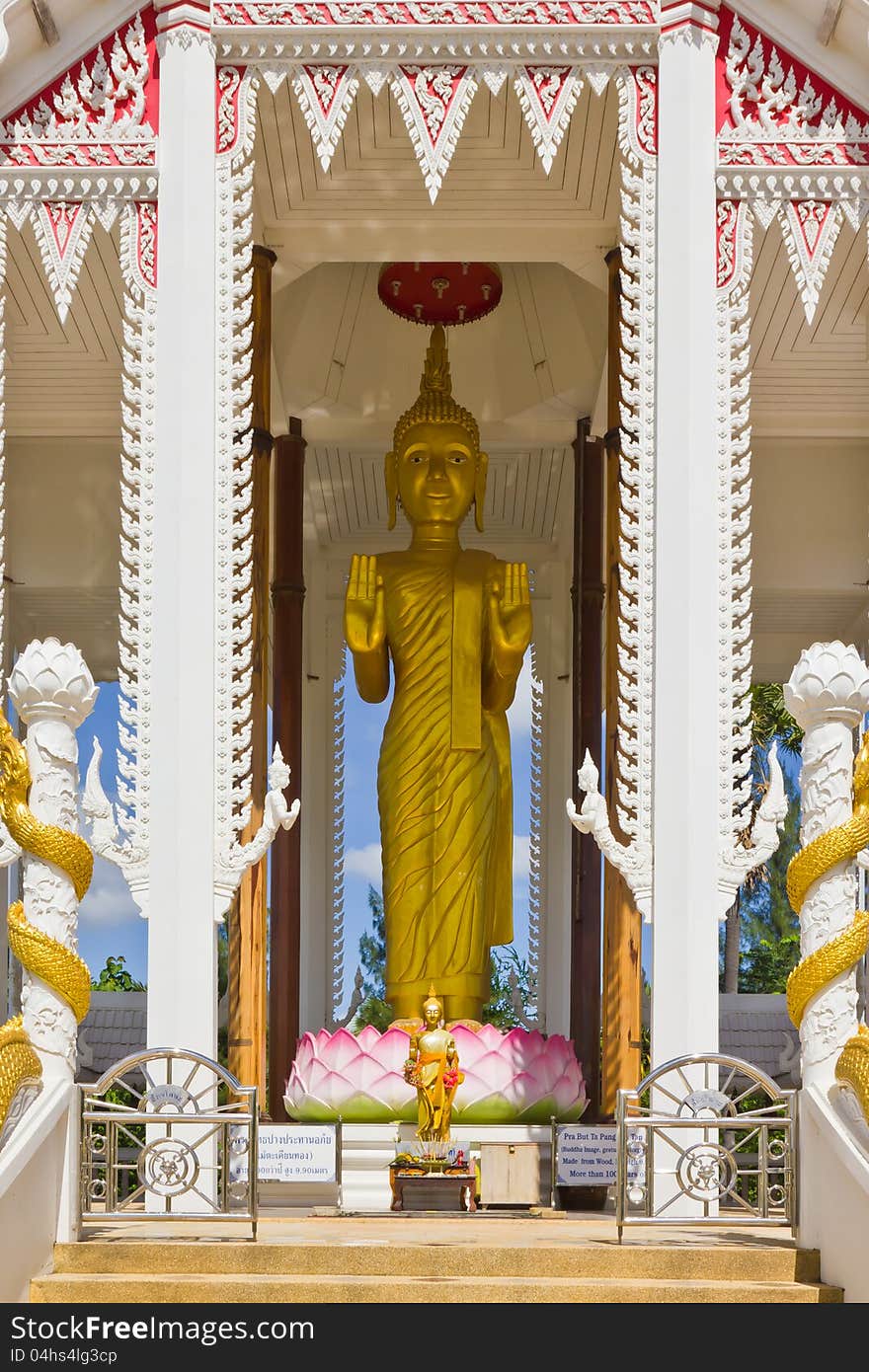 Buddha Image gesture of forgiveness made from wood, Wat pranburi Thailand. Buddha Image gesture of forgiveness made from wood, Wat pranburi Thailand