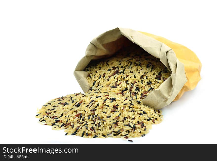 Mixed of organic rice in paper bag