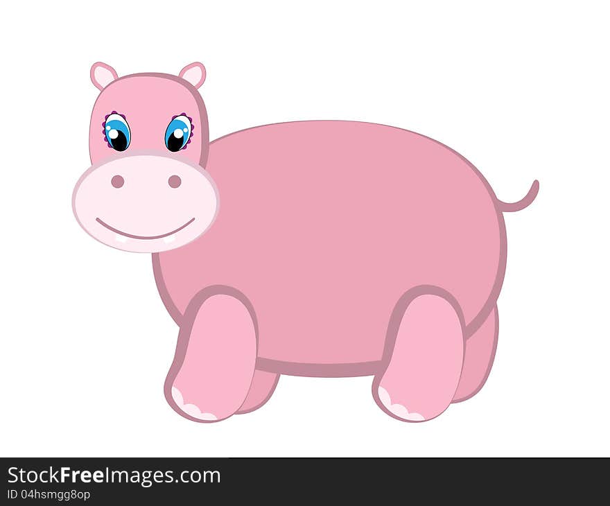 Cute pink hippo isolated on white. Cute pink hippo isolated on white