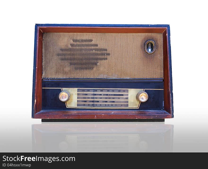 Old radio  on white background. Old radio  on white background.