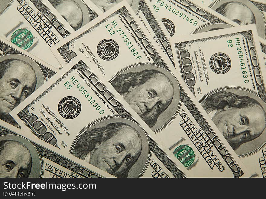 Dollars background. banknotes american bank symbol success