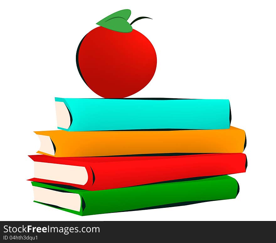 Books and apple