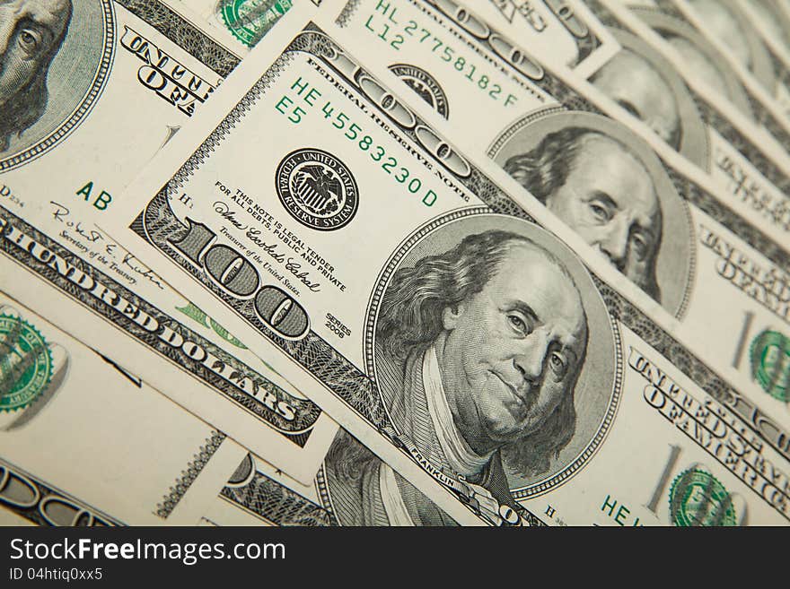 Money background dollars. banknotes american bank symbol success