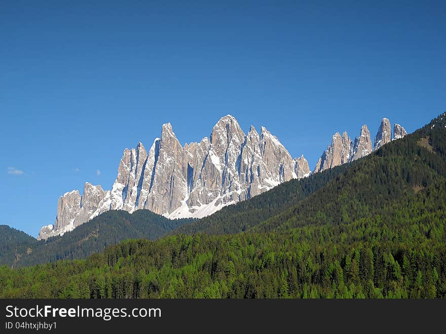 Mountain range in the Dolomites, a part of the Alps in Northern Italy. Mountain range in the Dolomites, a part of the Alps in Northern Italy