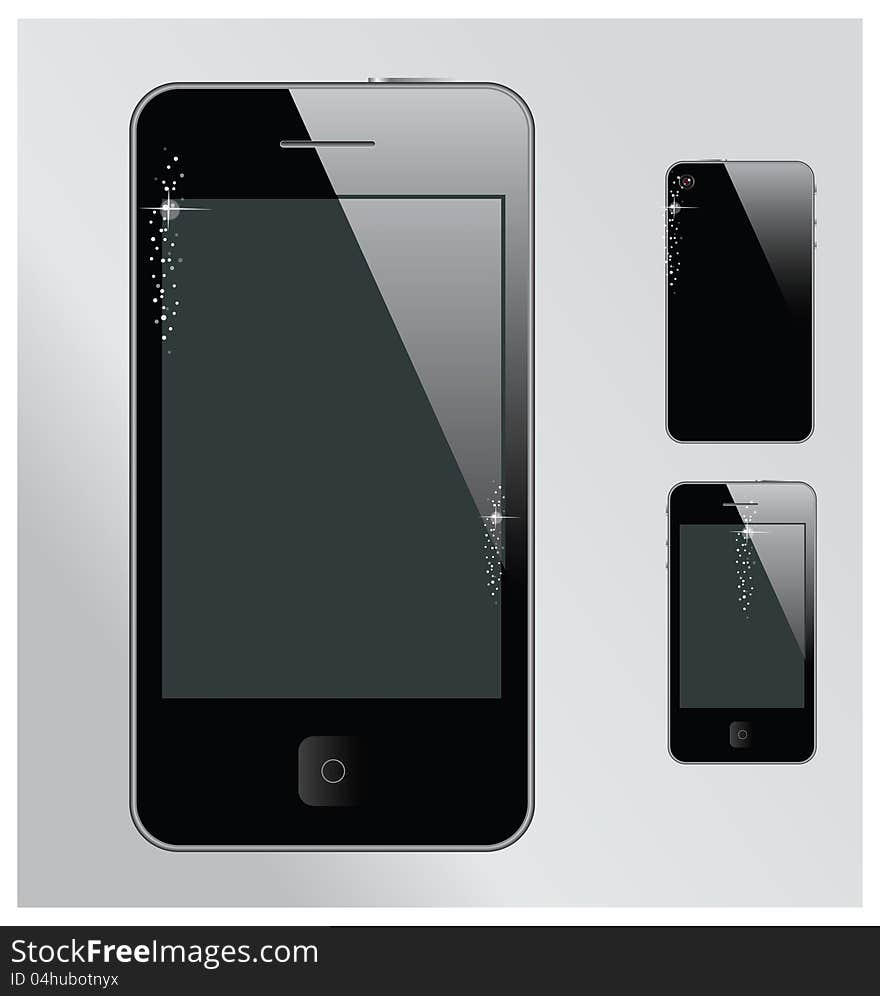 Realistic mobile phone with blank screen