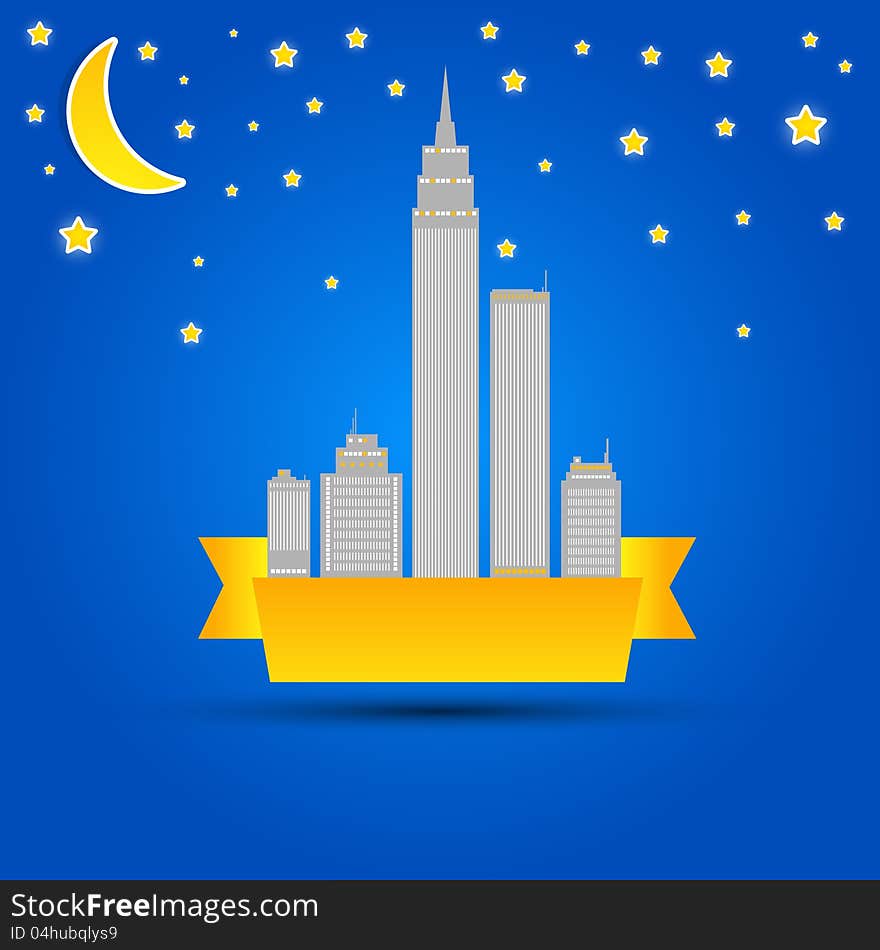 City At Night. Illustration