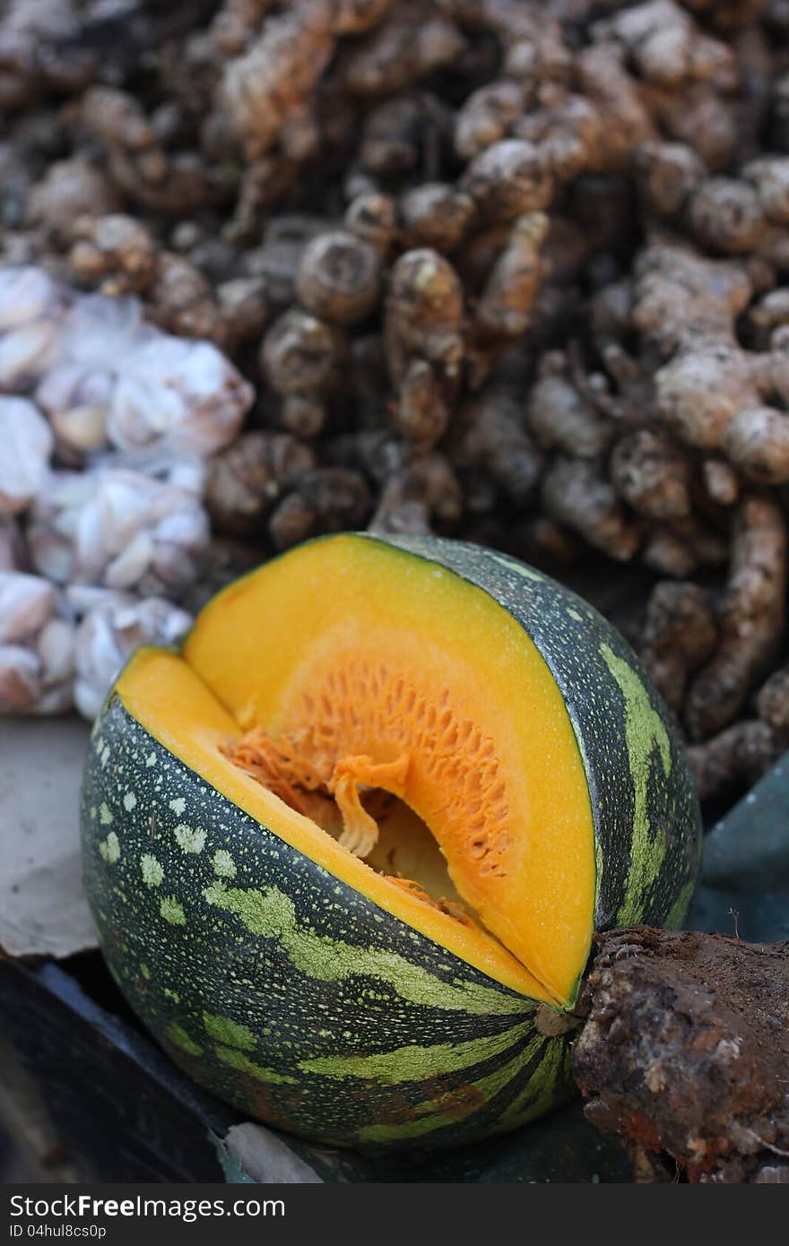 Sale of pumpkin grown in the island Hispaniola