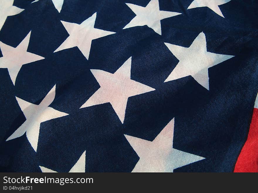 Closeup Of Weathered USA Flag