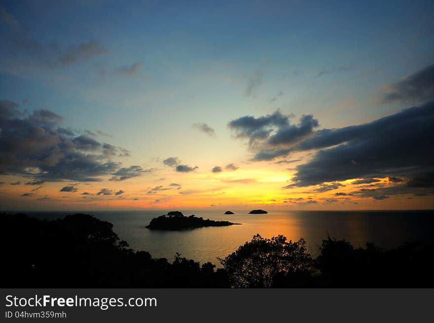 Scenic view during sunset at Koh Chang, Thailand. Scenic view during sunset at Koh Chang, Thailand