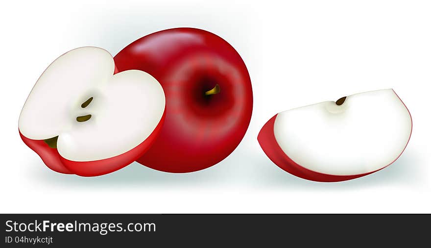 Fresh sliced apples on a white background. Vector version