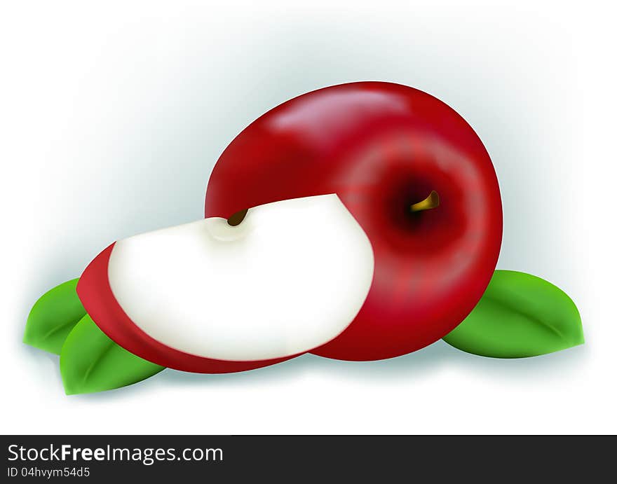 Fresh sliced apples on a white background. Vector version