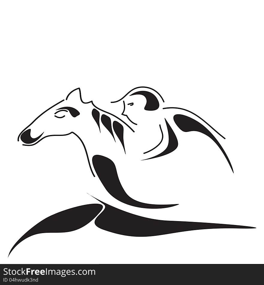 Nice simple abstract image of horse and horseman