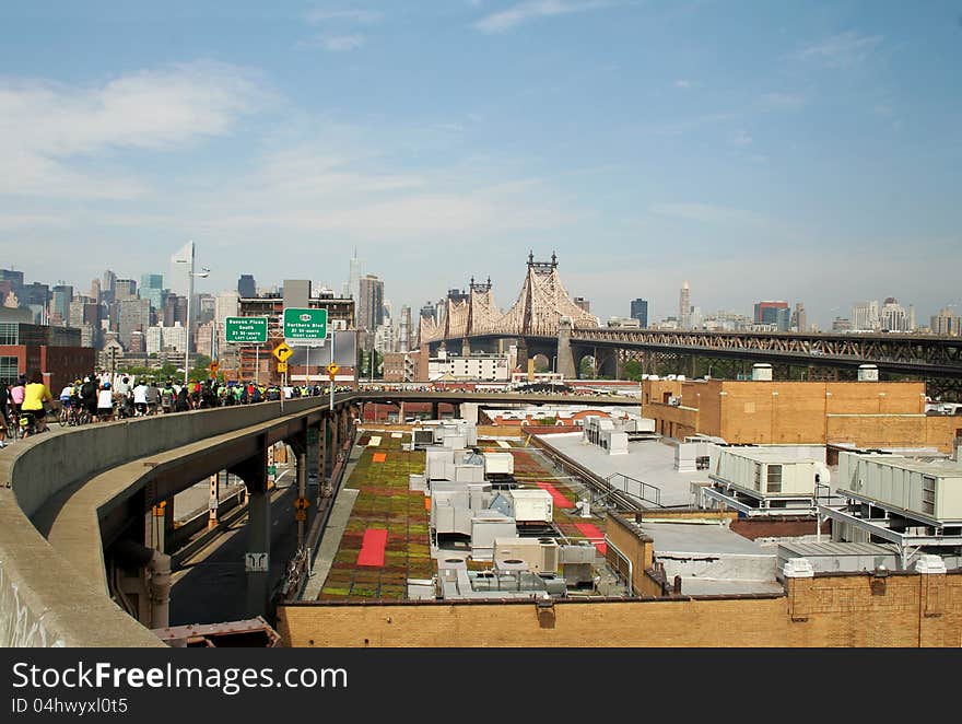 Skyline of Manhattan and the Queensboro bridge. Skyline of Manhattan and the Queensboro bridge