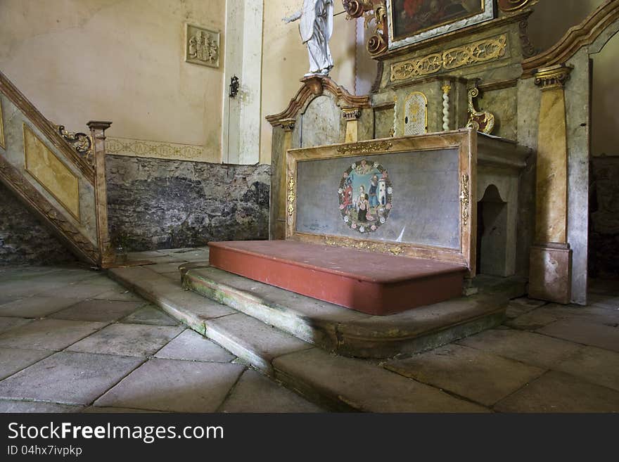 Details of the old altar inside the church