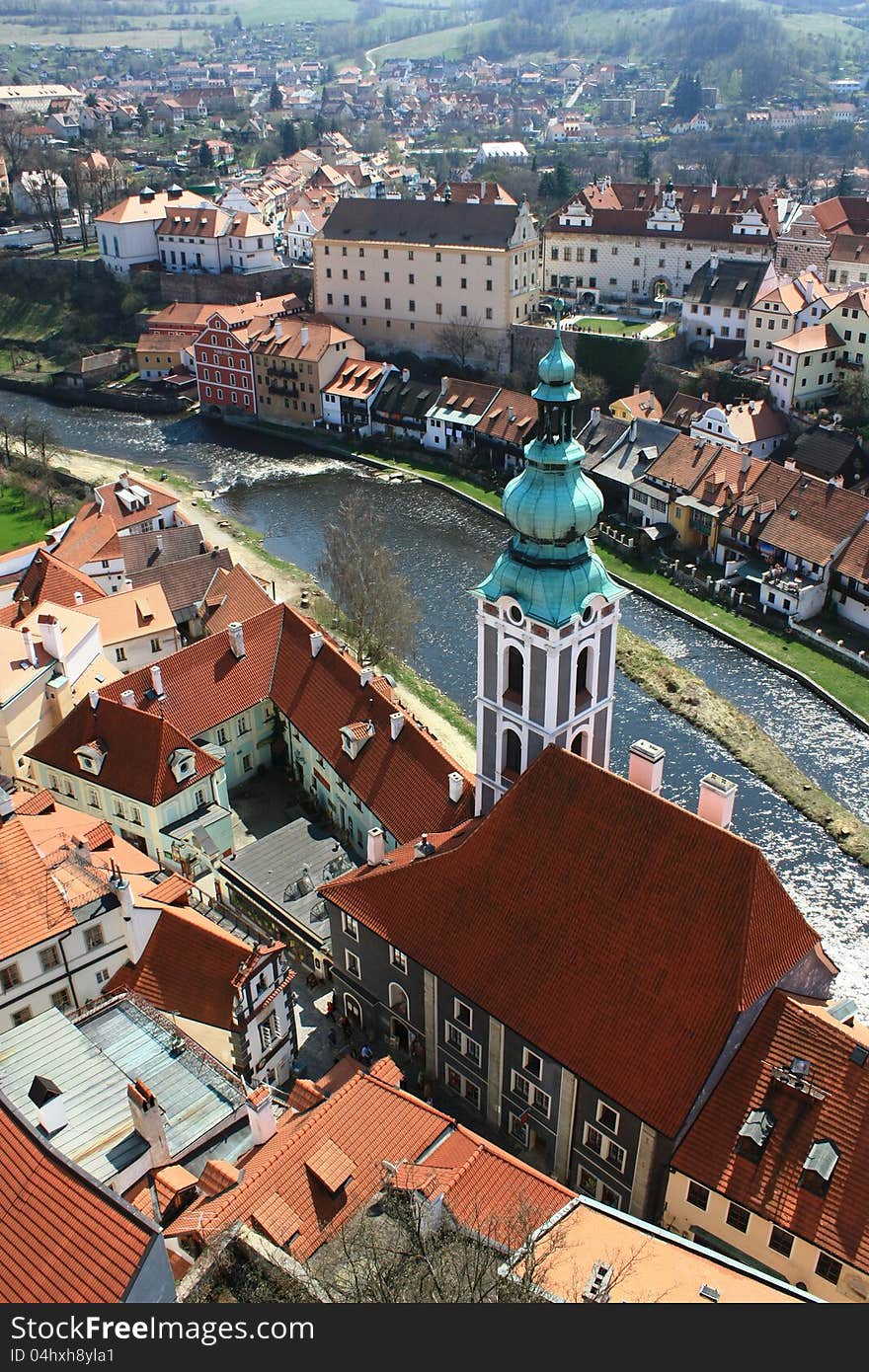 View of the town cesky krumlov in height