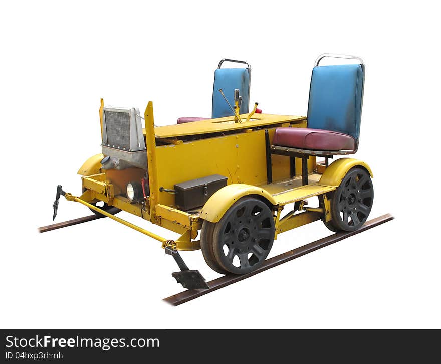 Railroad  motorized worker’s track cart isolated