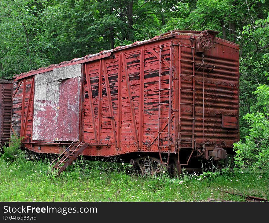 Old abandoned train boxcar