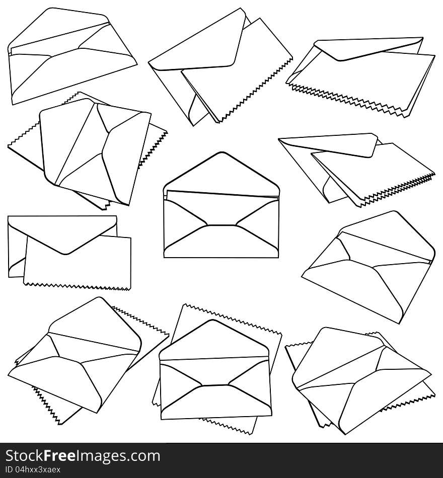 Set of open Envelopes. Vector Illustration