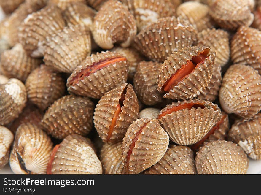 A fresh cockles for sale at a market. A fresh cockles for sale at a market