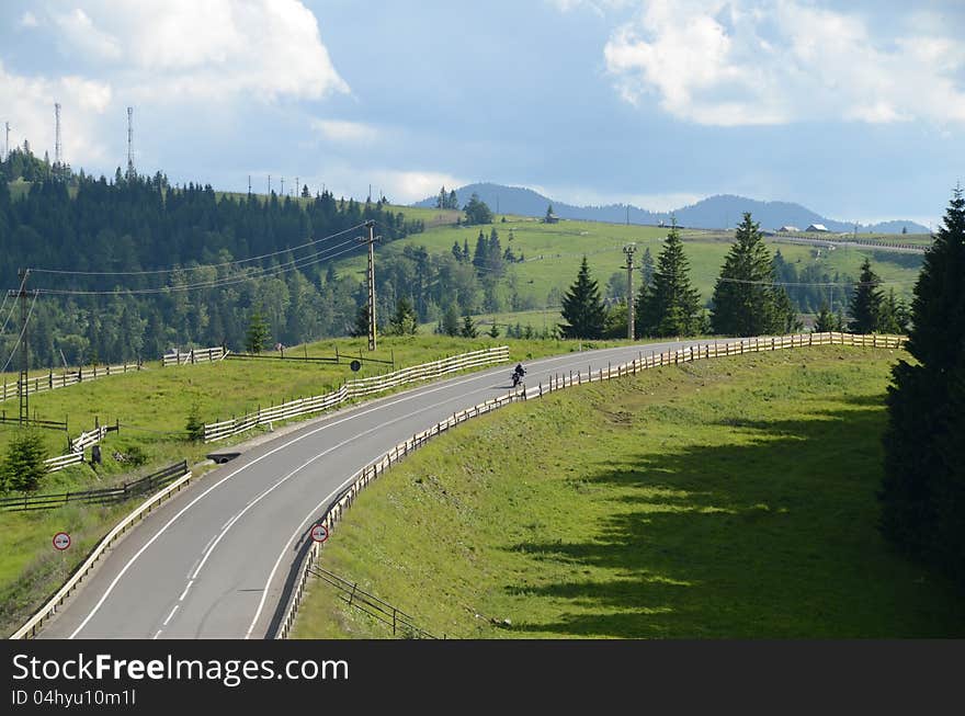 Curved road to mountain top in Maramures mountain in Romania. Curved road to mountain top in Maramures mountain in Romania