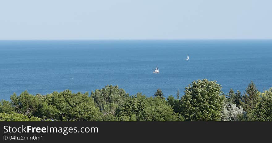 Sea Horizon With Two Yachts