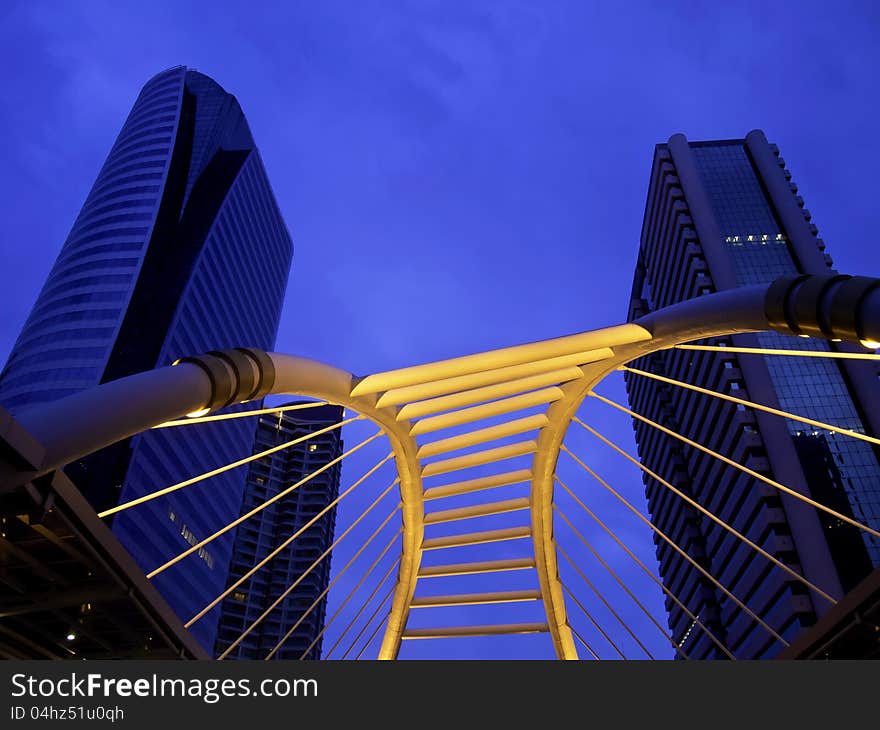 Pubic skywalk at bangkok downtown square