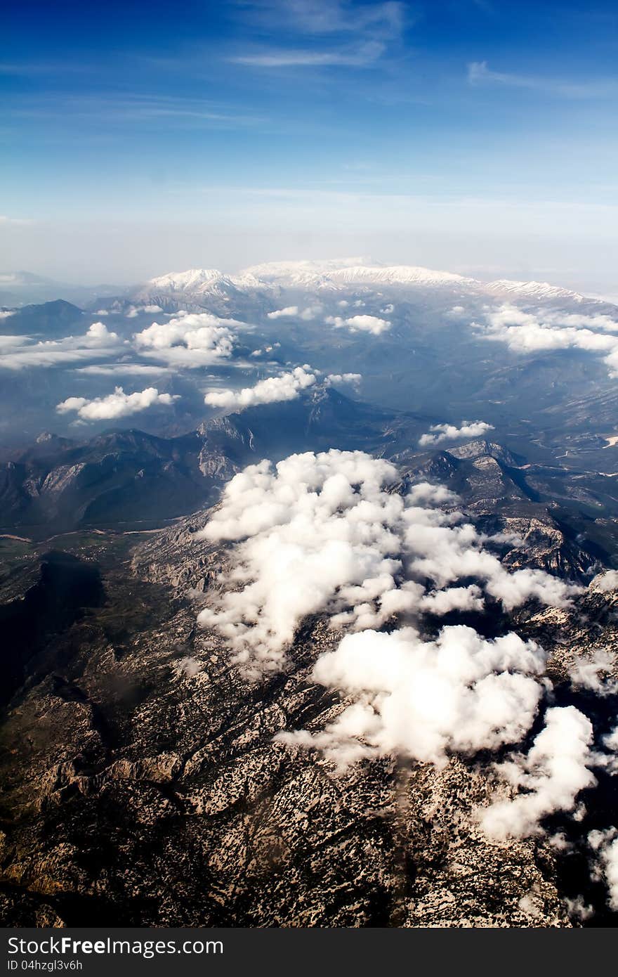 View of the mountains from the plane