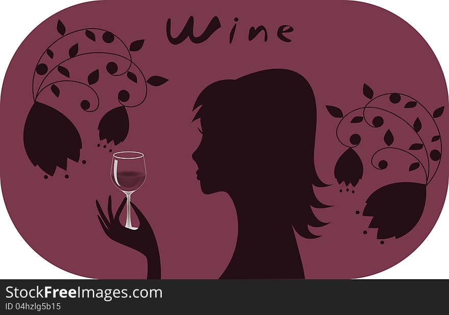 Woman with glass of wine. Party