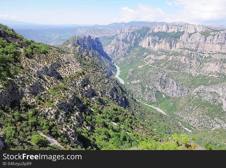 Walking along Verdon gorge. Provence. France.