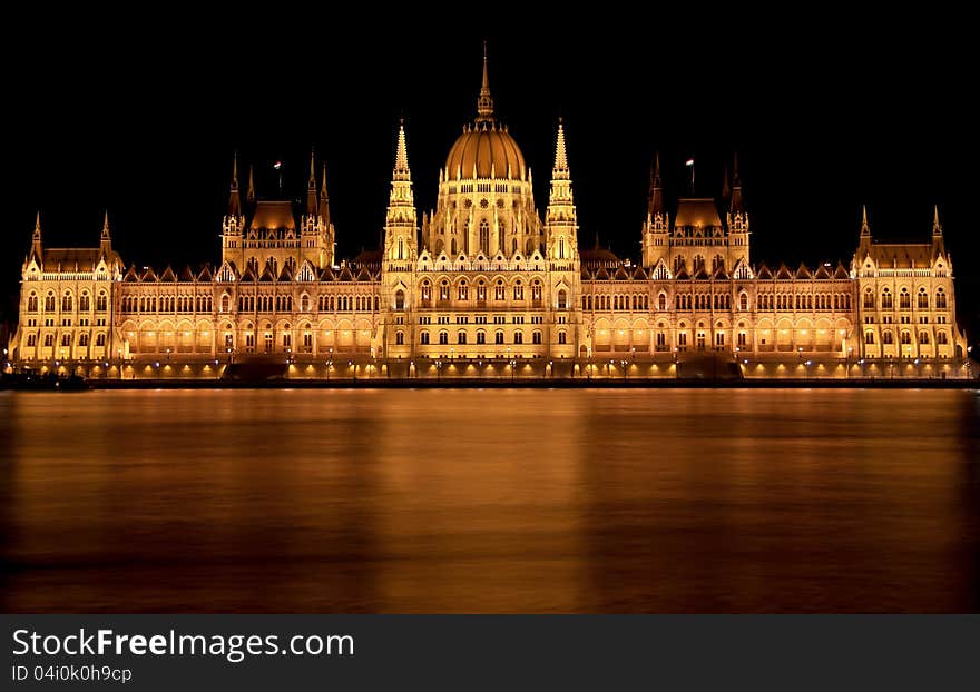 The Hungarian Parliament Building in Budapest at n