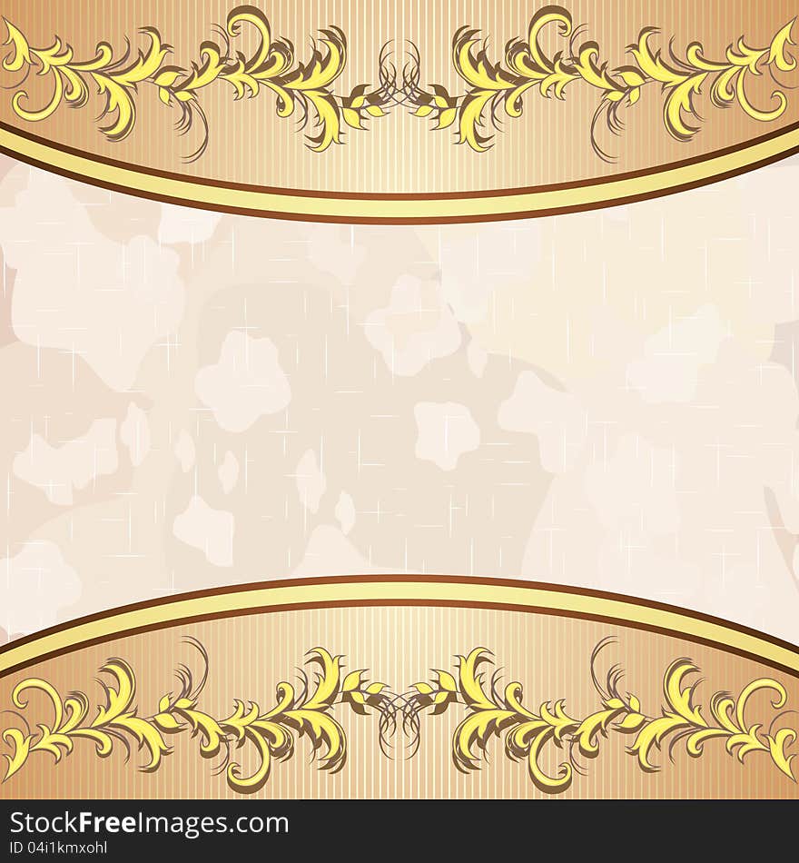 Vintage background with golden floral decoration