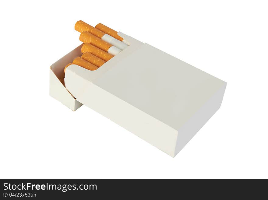 Pack of cigarettes isolated on white background