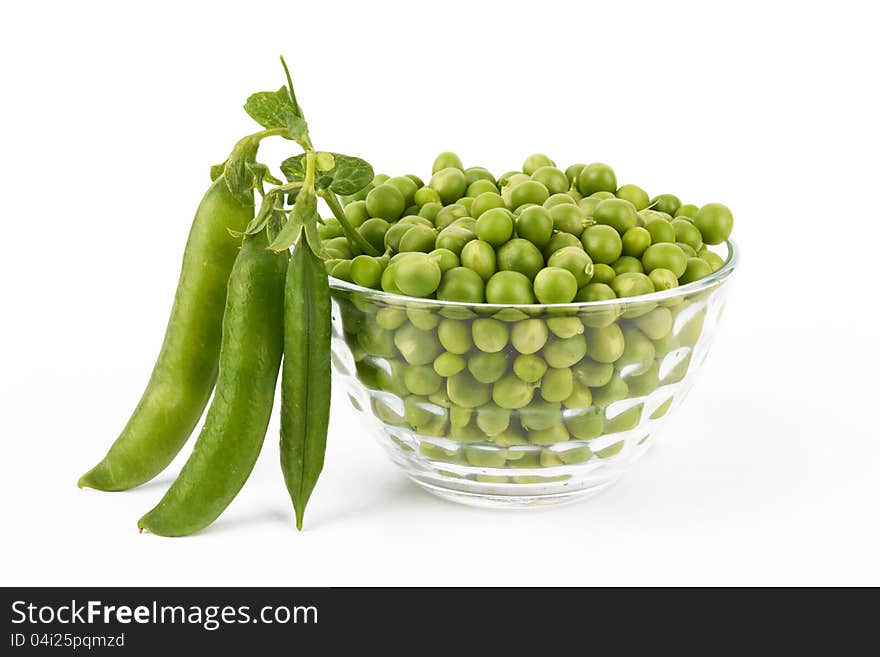 Pea Pod in bowl on a white background