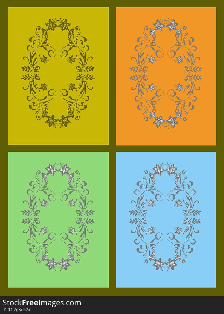 Collage of illustration of different colored floral backgrounds. Collage of illustration of different colored floral backgrounds