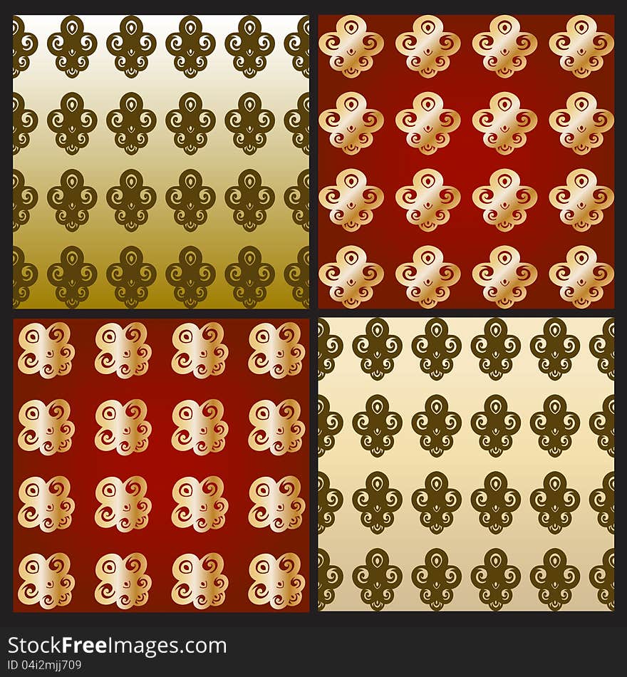Set of simple wallpapers with a decorative pattern, vector illustration.