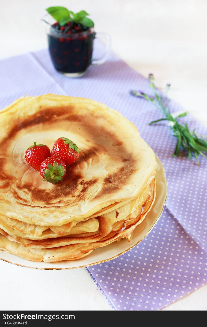 Bulgarian Pancakes Served With Berries & Lavender