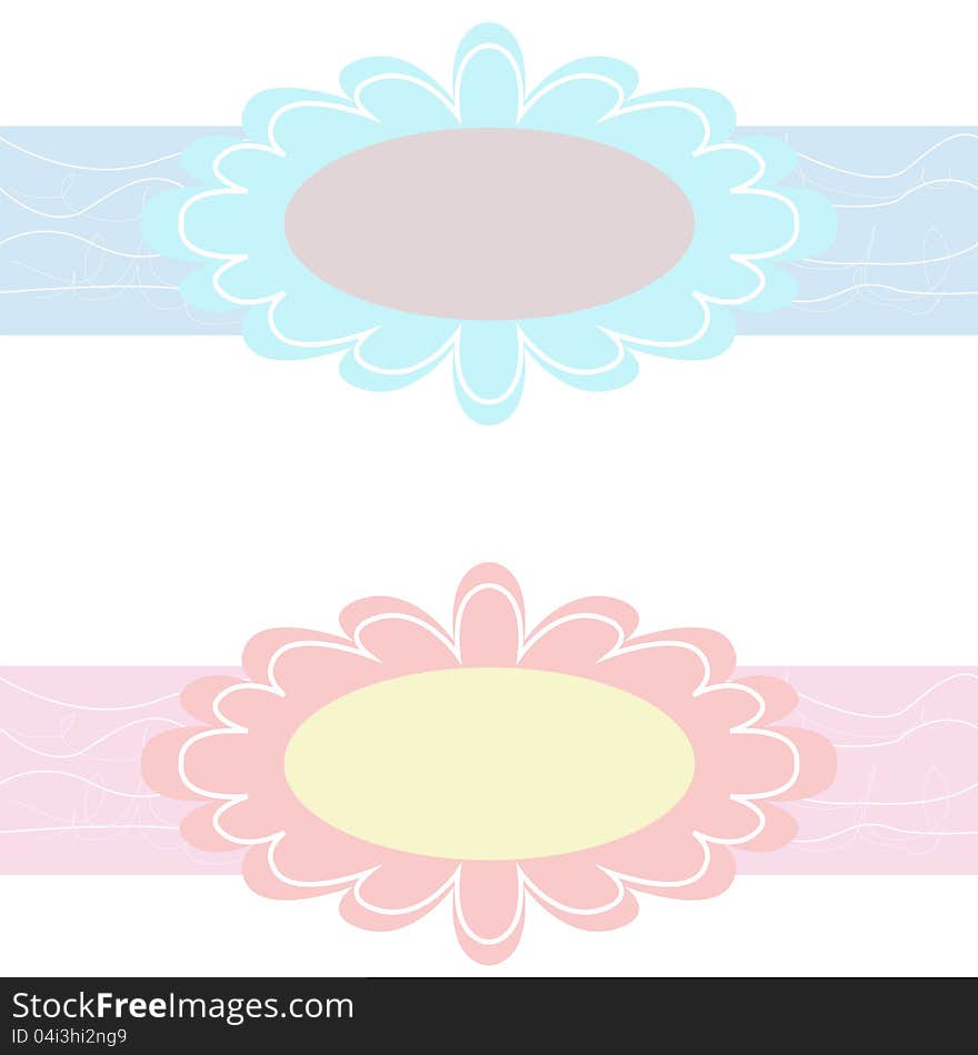 Vector banners on ribbon in camomile shape